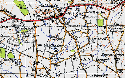 Old map of Woodlands Manor in 1945