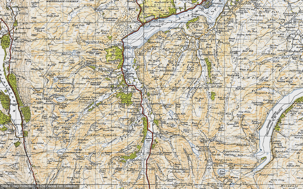 Old Map of Historic Map covering Bedafell Knott in 1947