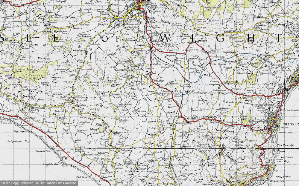 Old Map of Historic Map covering Bohemia Corner in 1945