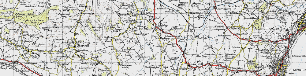 Old map of Bohemia Corner in 1945