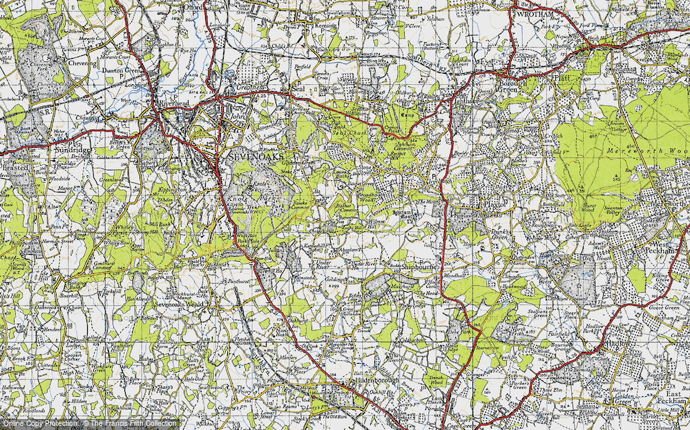 Old Map of Historic Map covering Wilmot Hill in 1946