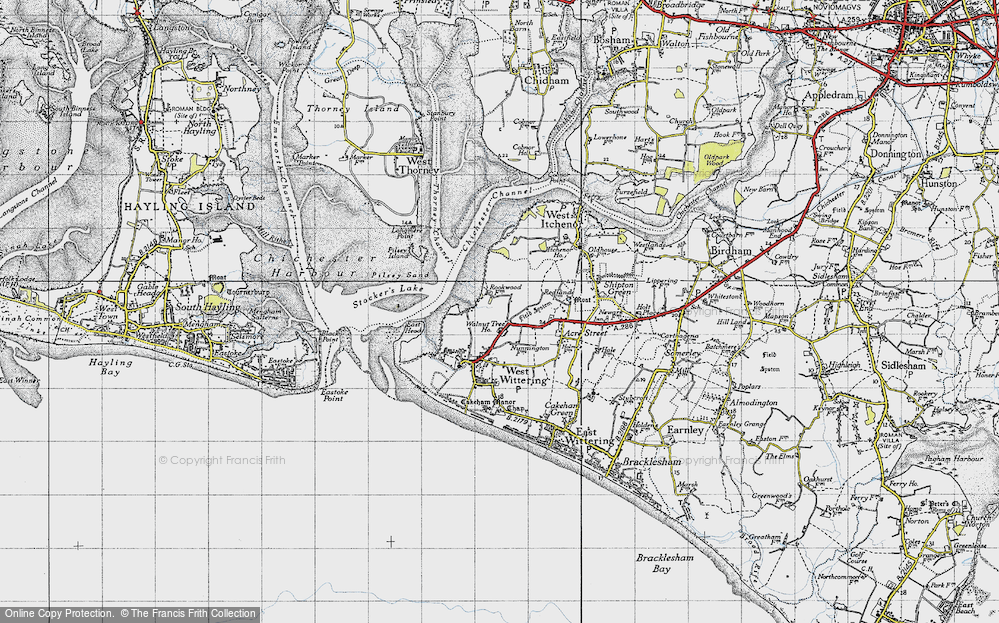 Old Map of Historic Map covering Pilsey Island in 1945
