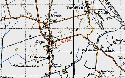 Old map of Roos in 1947