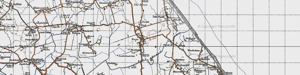 Old map of Roos in 1947