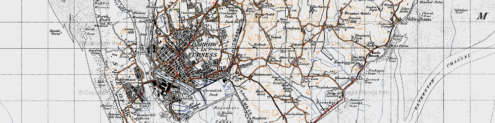 Old map of Roose in 1947