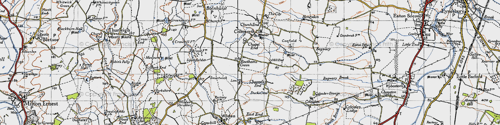 Old map of Rootham's Green in 1946