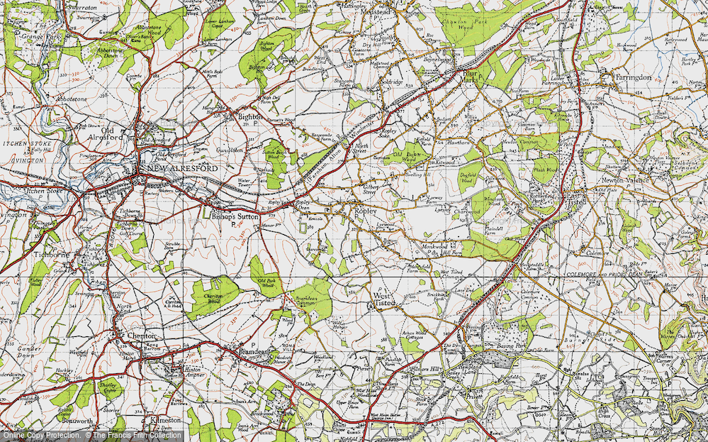 Old Map of Ropley, 1945 in 1945