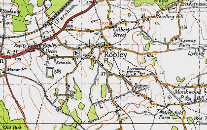 Old map of Ropley in 1945