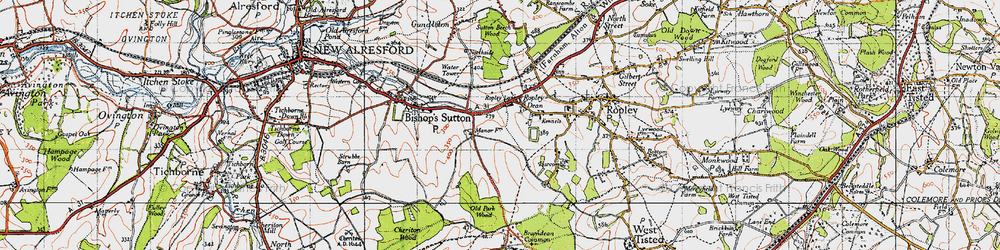 Old map of Ropley Dean in 1945