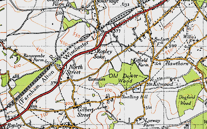 Old map of Ropley Soke in 1945