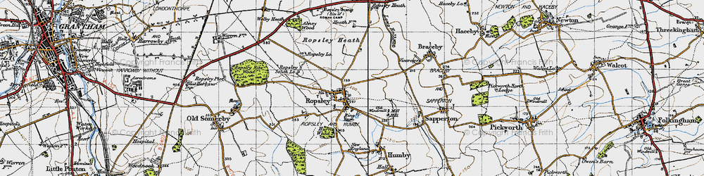 Old map of Ropsley in 1946