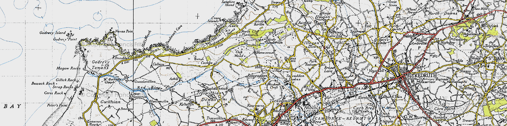 Old map of Roscroggan in 1946