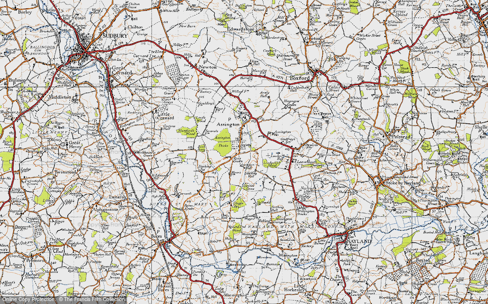 Old Map of Historic Map covering Assington Thicks in 1946