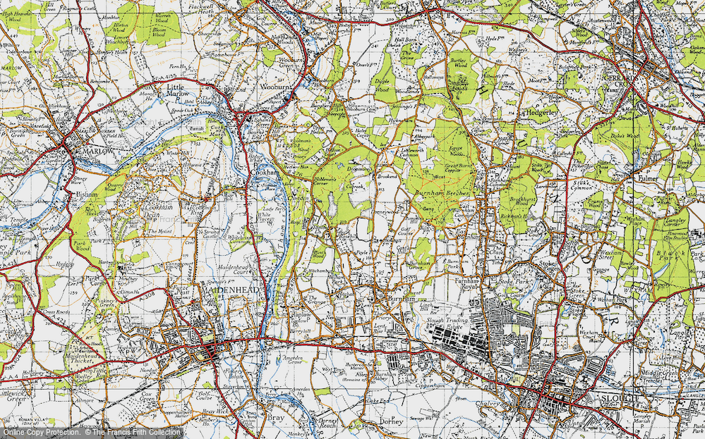 Old Map of Historic Map covering Taplow Lodge in 1945