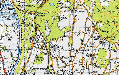 Old map of Rose Hill in 1945