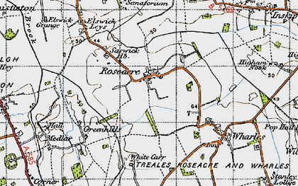 Old map of Roseacre in 1947