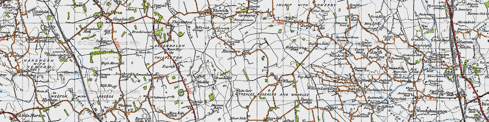 Old map of Roseacre in 1947