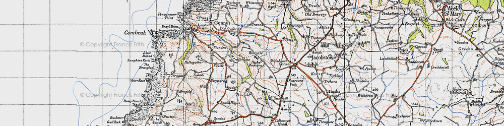 Old map of Rosecare in 1946