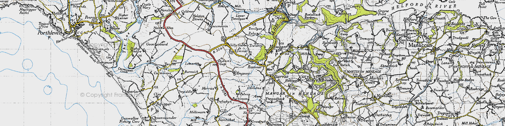 Old map of Rosevear in 1946