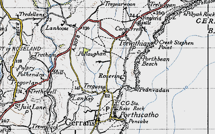 Old map of Rosevine in 1946