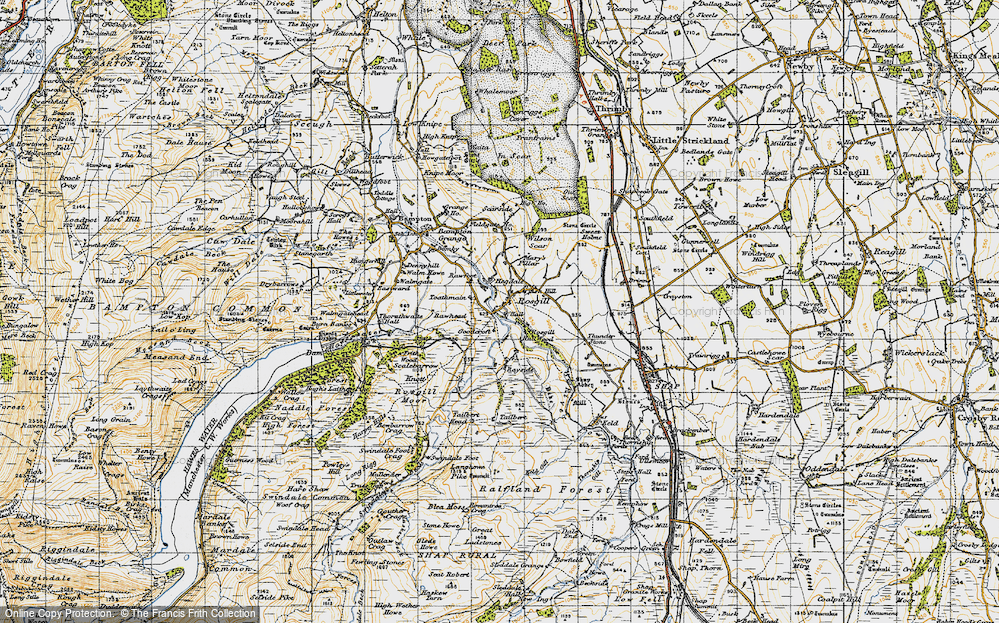 Old Map of Historic Map covering Bewbarrow Crag in 1947