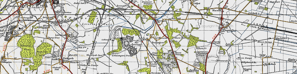 Old map of Rossington in 1947