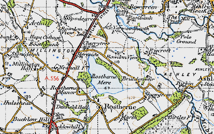 Old map of Rostherne Mere in 1947