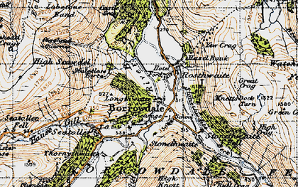 Old map of Borrowdale Fells in 1947