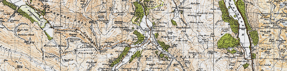 Old map of Borrowdale Fells in 1947