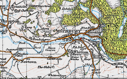 Old map of Rothbury in 1947