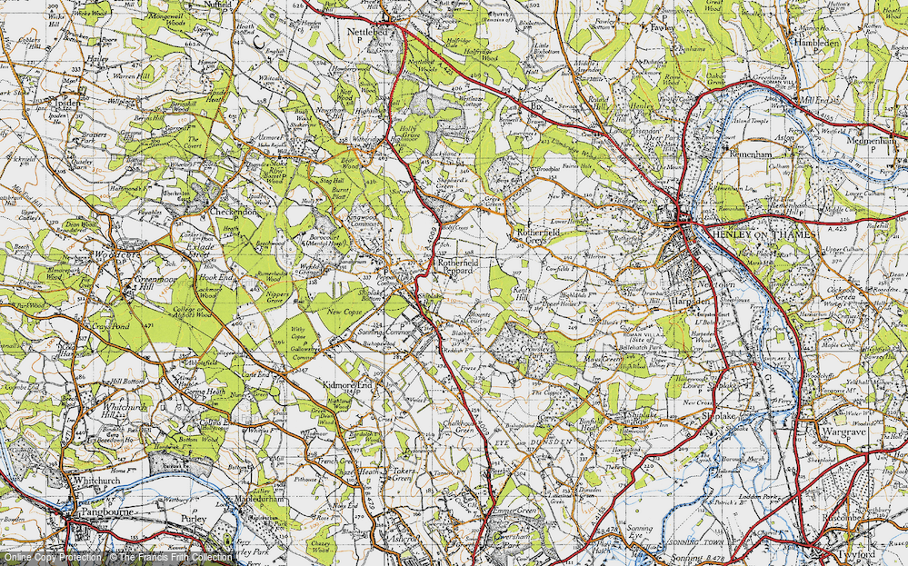 Old Map of Historic Map covering Peppard Common in 1947