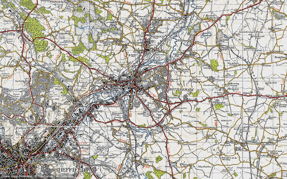 Old Map of Rotherham, 1947 in 1947