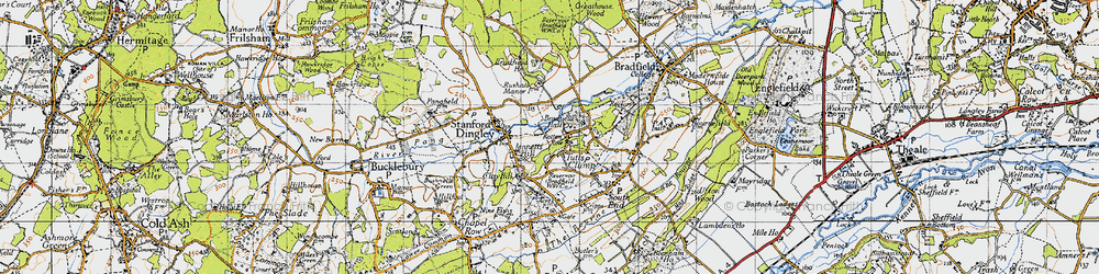 Old map of Bradfield Hall in 1945