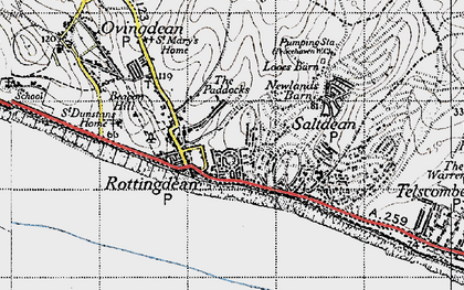 Old map of Rottingdean in 1940