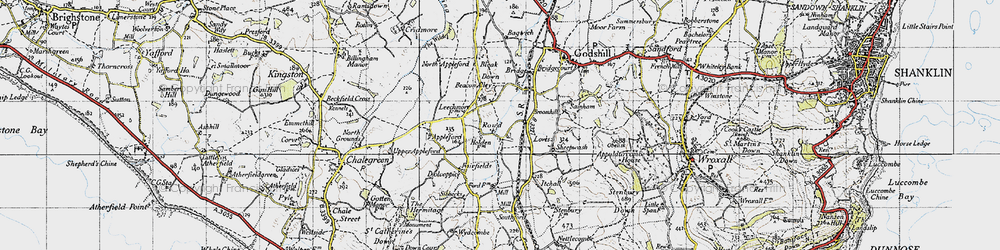 Old map of Bleak Down in 1945