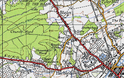 Old map of Rough Common in 1947