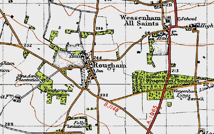 Old map of Rougham in 1946