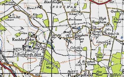 Old map of Rougham Green in 1946