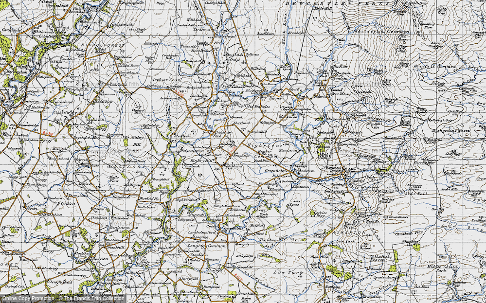 Old Map of Historic Map covering Brownhill in 1947