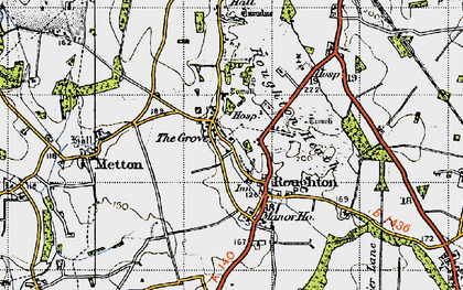Old map of Roughton in 1945