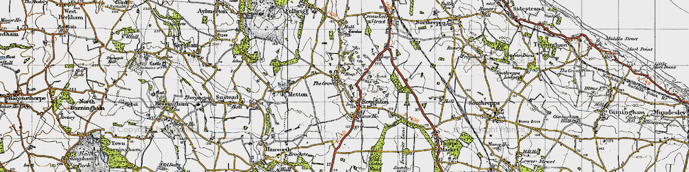 Old map of Roughton in 1945