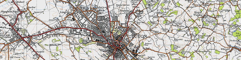 Old map of Round Green in 1946