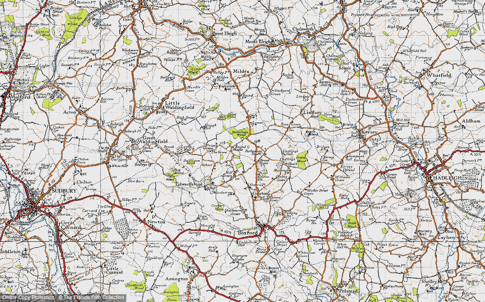 Old Map of Historic Map covering Bull's Cross Wood in 1946