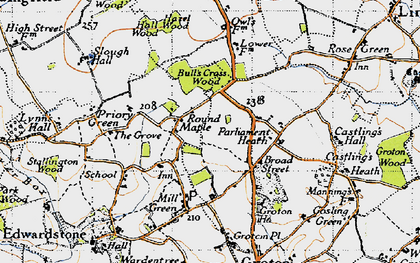 Old map of Bull's Cross Wood in 1946