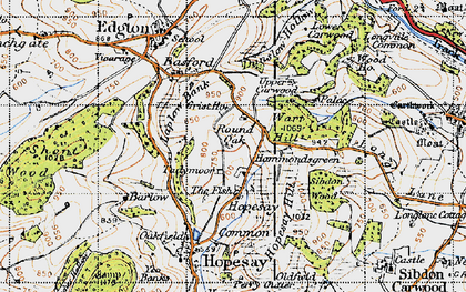 Old map of Round Oak in 1947