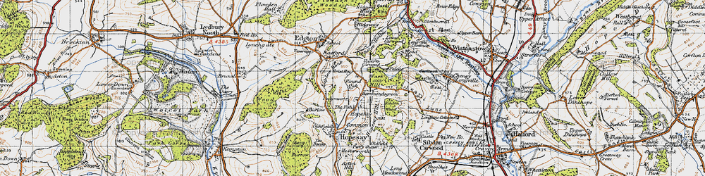 Old map of Round Oak in 1947