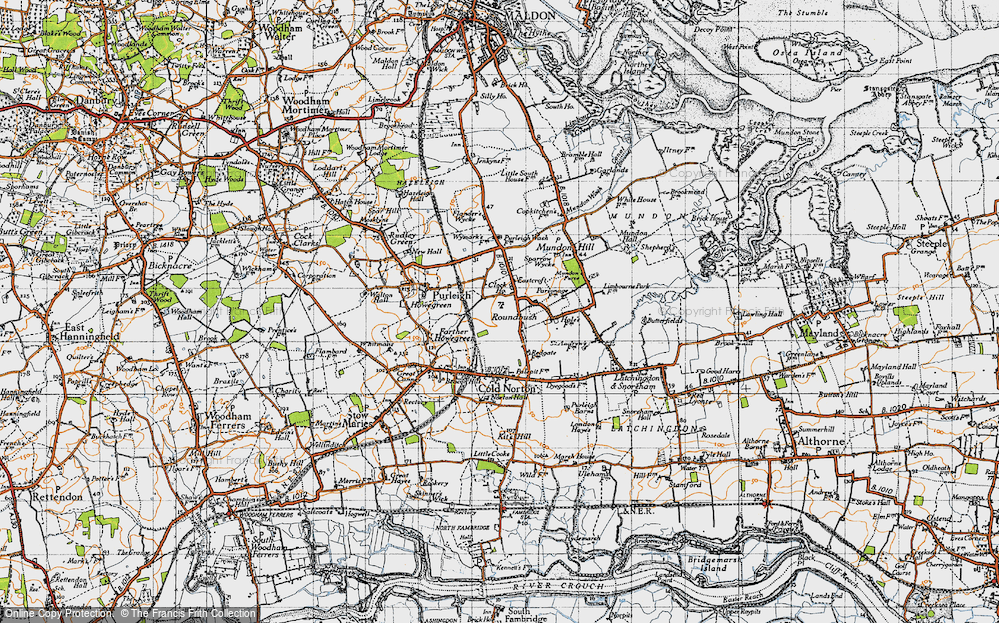 Old Map of Roundbush, 1945 in 1945