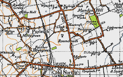 Old map of Roundbush in 1945