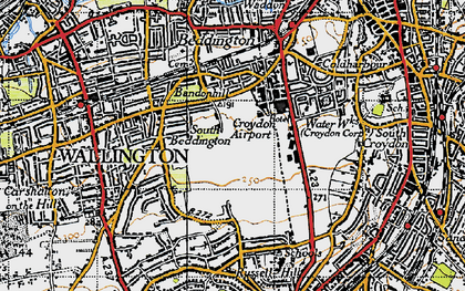 Old map of Roundshaw in 1945