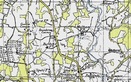 Old map of Roundstreet Common in 1940